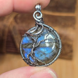 Labradorite Moon Spooky Tree of Life Pendant – Oxidized Sterling Silver