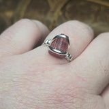 Raw Pink Tourmaline Ring sz 10 - Sterling Silver