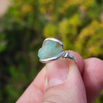 Seafoam Green Aquamarine Ring sz 5.5 – Sterling Silver Natural Crystal