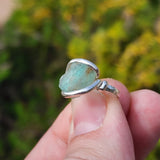 Seafoam Green Aquamarine Ring sz 5.5 – Sterling Silver Natural Crystal