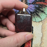 Red Moss Jasper Pendant – Square-Cut with Black Manganese Veins