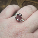 Raw Pink Tourmaline Ring sz 10 - Sterling Silver