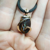 Australian Boulder Opal Pendant in 14kt Yellow Gold Filled - Lightning Bolt Opal