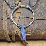 Charoite Pendant Hammered Copper Silver Fill - Adjustable Necklace
