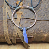 Charoite Pendant Hammered Copper Silver Fill - Adjustable Necklace