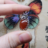 Bold Red Orange Carnelian Agate Pendant in Sterling Silver