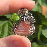 Swazi Rose Agate Pumpkin Pendant - Sterling Silver 14kt Gold Fill Czech Glass