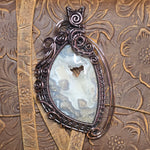 Plume Agate Pendant Heart Druzy Antiqued Copper Wire Wrapped