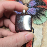 Red Moss Jasper Pendant – Square-Cut with Black Manganese Veins