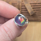 Aurora Opal Ring sz 8.5 – Lab-Grown Doublet in Sterling Silver