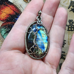 Rainbow Labradorite Tree of Life Pendant Necklace in Sterling Silver