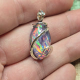 Large Marquis Aurora Opal Pendant – Sterling Silver