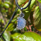 UV-Reactive Lavender Moon Quartz Pendant – 7ct Handmade in Antiqued Sterling Silver