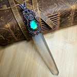 Aurora Opal Copper Wand Wire Wrap Pendant – Large 5" Quartz Crystal for Ritual, Healing or Display