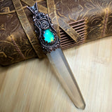 Aurora Opal Copper Wand Wire Wrap Pendant – Large 5" Quartz Crystal for Ritual, Healing or Display
