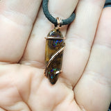 Australian Boulder Opal Pendant in 14kt Rose Gold Filled - Bright Drop