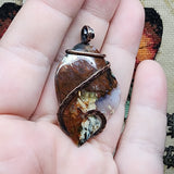 Crazy Patterned Moss Agate Pendant in Copper