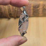 Lavender Moss Agate Pendant – Black Inclusions in Sterling Silver