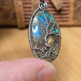 Tree of Life Pendant – Aurora Opal + Moss Agate Doublet in Sterling Silver