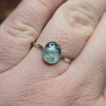 Stormy Blue Aquamarine Ring Size 12.75 - Hammered Sterling Silver