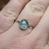 Stormy Blue Aquamarine Ring Size 12.75 - Hammered Sterling Silver