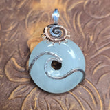 Aquamarine Donut Pendant Sterling Silver 14kt Rose Gold Filled Wave Wrap