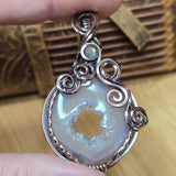 Purple Agate Geode Pendant – Quartz Crystal Portal in Antiqued Copper