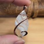 Tube Moss Agate Pendant Crystal Fade with Geode Copper Wrapped