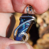 Boulder Opal Pendant Sterling Silver - Ribbons of Hidden Flash