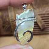 Crazy Lace Agate Pendant – Sunrise Crest in Sterling Silver
