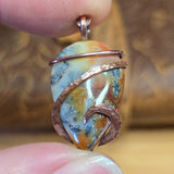 Flaming Common Opal Pendant Marcasite Inclusions - Copper Wrapped