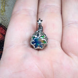 Petite Elven Aurora Opal Pendant In Sterling Silver