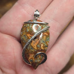 Marcasite Agate Pendant – Fire Vein with Crystal Cave in Sterling Silver
