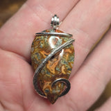 Marcasite Agate Pendant – Fire Vein with Crystal Cave in Sterling Silver