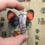 Rare Bright Purple Luna Agate Pendant in Silver – Mexican Orbicular Chalcedony