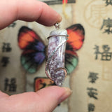 Rare Bright Purple Luna Agate Pendant in Silver – Mexican Orbicular Chalcedony
