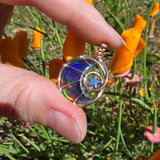 Moon and Stars Rainbow Aurora Opal Pendant In 14kt Rose Gold Fill and Sterling Silver