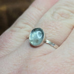 Stormy Blue Aquamarine Ring Size 12.75 - Hammered Sterling Silver