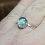 Stormy Blue Aquamarine Ring Size 12.75 - Hammered Sterling Silver