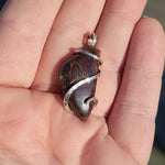 Australian Boulder Opal Pendant in Sterling Silver with Green Flash