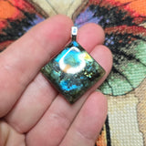 Labradorite Flash Pendant – Blue and Gold Diamond-Cut Stone