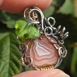 Swazi Rose Agate Pumpkin Pendant - Sterling Silver 14kt Gold Fill Czech Glass