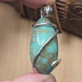 Vintage Turquoise Pendant – Sterling Spiral & Robin’s Egg Revival - Rock Your World 