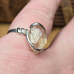 Raw Oregon Sunstone Ring sz 8 - Sterling Silver