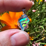 Faceted Rainbow Aurora Opal Pendant In Hammered Sterling Silver with 20 Inch Chain - Rock Your World 
