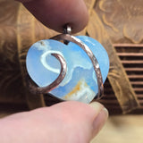White Sky Plume Agate Heart Pendant – Recycled Copper