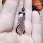 Grey Agate Freeform Pendant in Hammered Copper