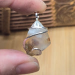 Golden Green Red Moss in White Chalcedony – Sterling Silver Pendant