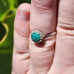 Natural Turquoise Ring sz 9.25 – Hammered Sterling Silver Bright Blue-Green