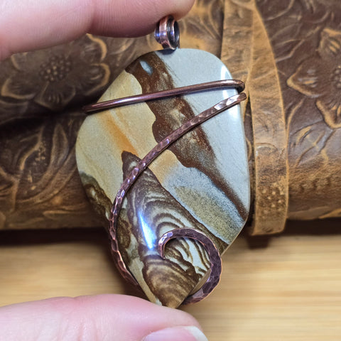 Disaster Peak Picture Jasper Pendant - Oregon Scenic Stone in Copper